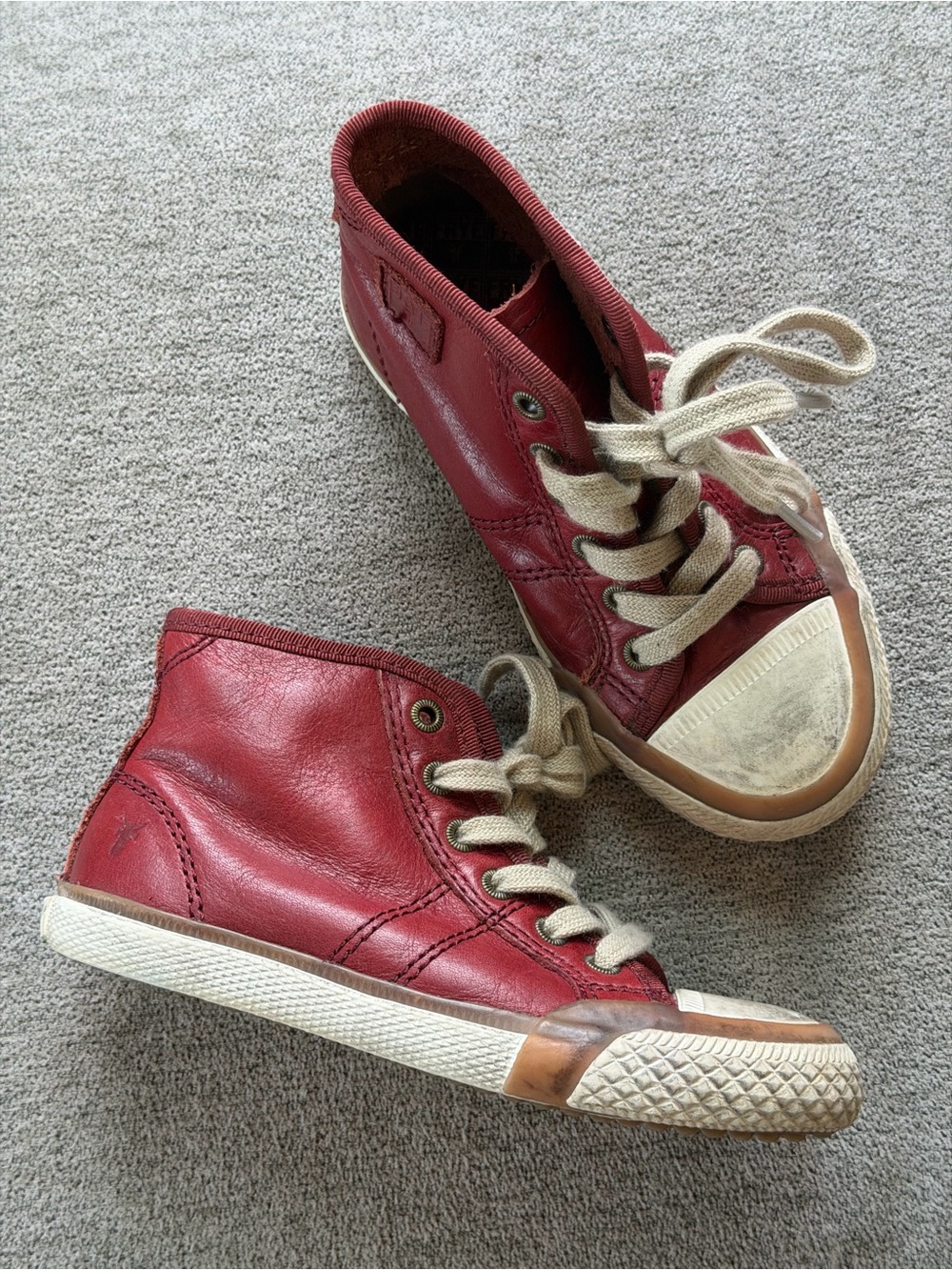 FRYE Kids Greene High Top Sneaker Boots Unisex Size 9 Red Ankle Converse Type